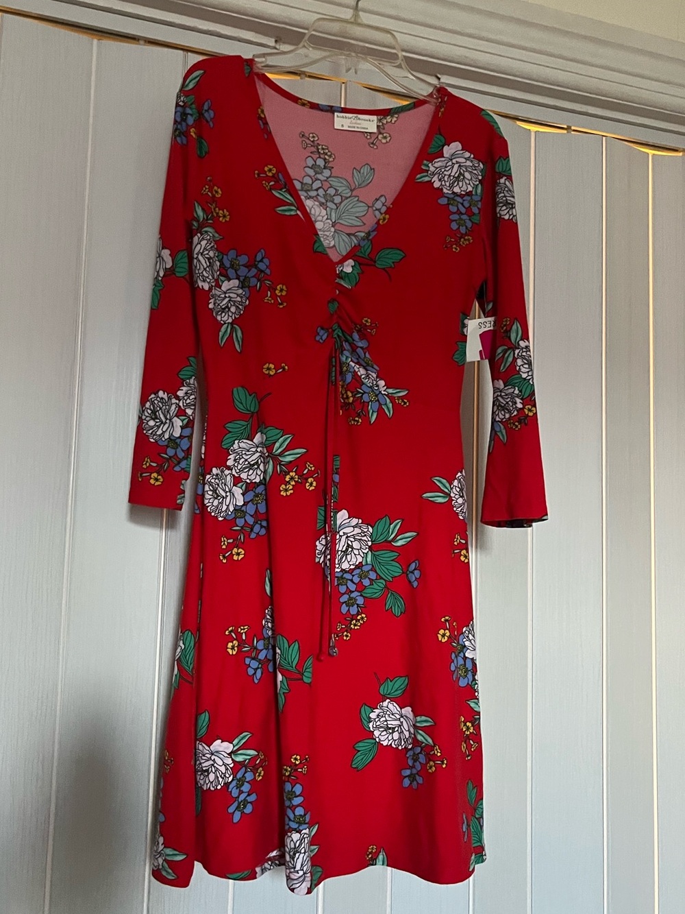 Bobbie Brooks Red Floral Wrap Skater Dress